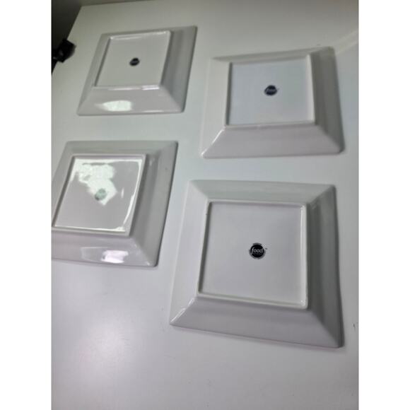 Set of 4-  FOOD NETWORK All White Undecorated Framed 7.5" Salad Plates - Picture 4 of 6